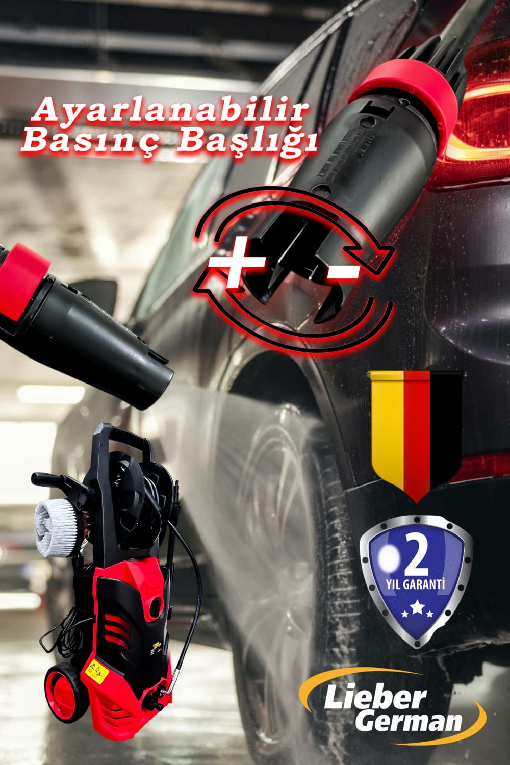 Teknoloji LGY205 Elektrikli Yüksek Basınçlı 205 Bar/psi Bahçe Oto Yıkama Makinesi Bakım Seti Hediye
