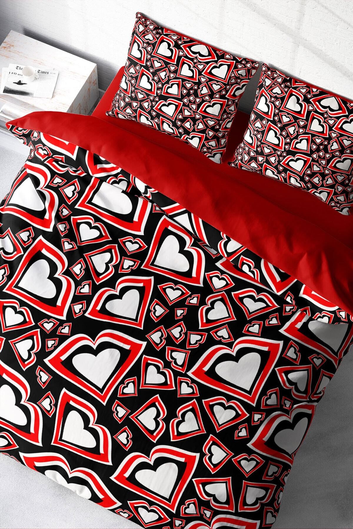 Kıng Sıze Heart Lips 3d Çift Kişilik Nevresim Takımı 220x240cm