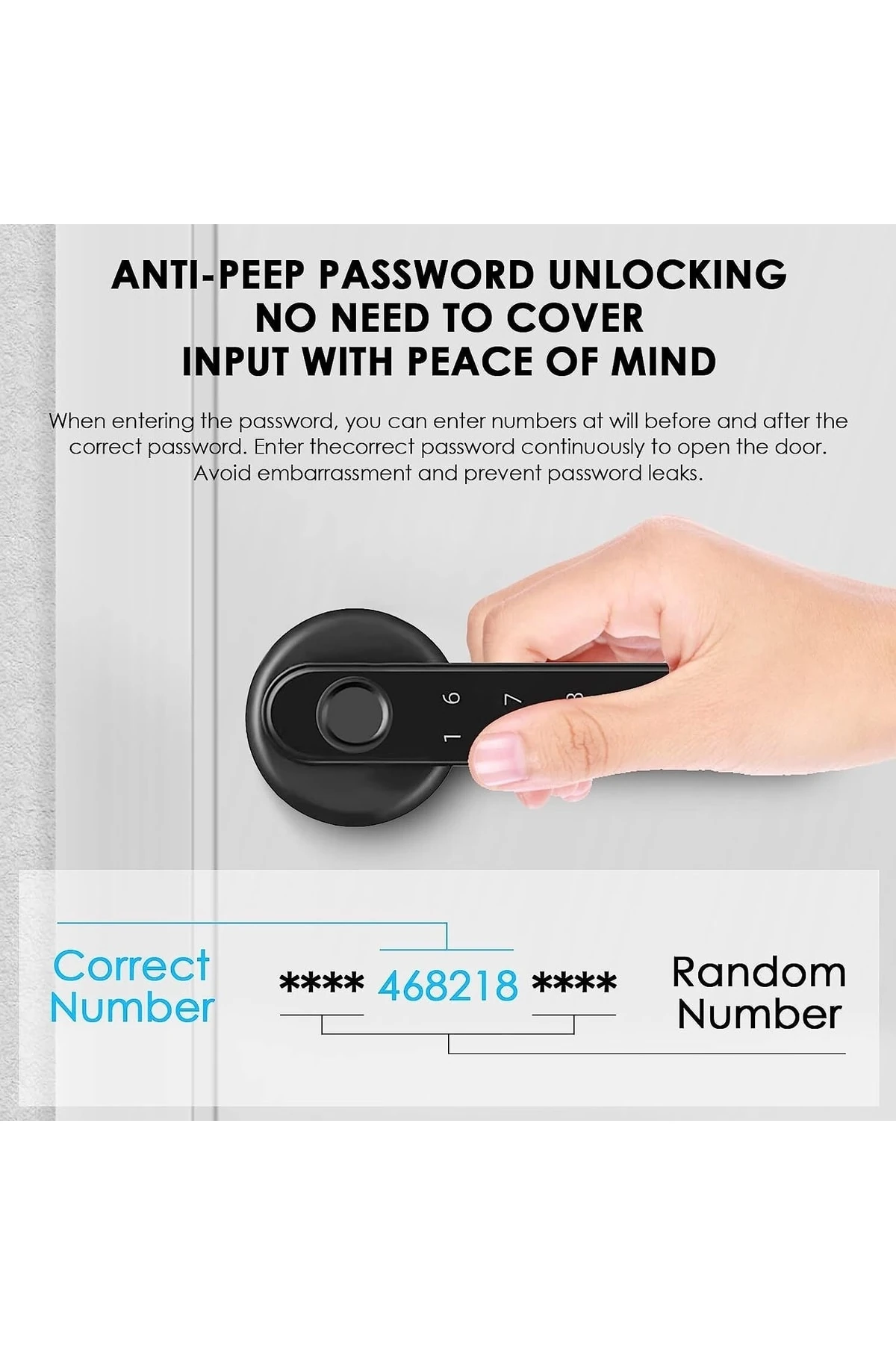 Parmak Izi Kapı Kilidi, Anahtarsız Giriş Kapı Kilidi Kolu Ile, Akıllı Biyometrik Şifreli