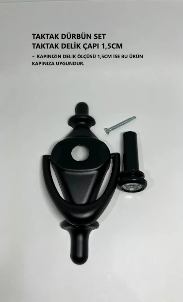 Çelik Kapı Taktak Dürbün Set Siyah Renk
