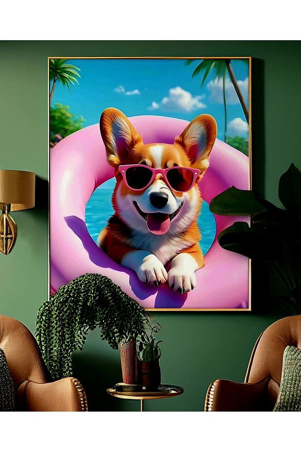 Özel Tasarım 4mm Tamperli Uv Baskı Cam Tablo Ev,ofis Duvar Dekor Hediyelik Tablo Köpek Yaz Matrak