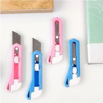 3 ADET Plastik Gövde Çelik Bıçaklı Mini Falçata Bıçak - Maket Bıçağı 79X30 mm