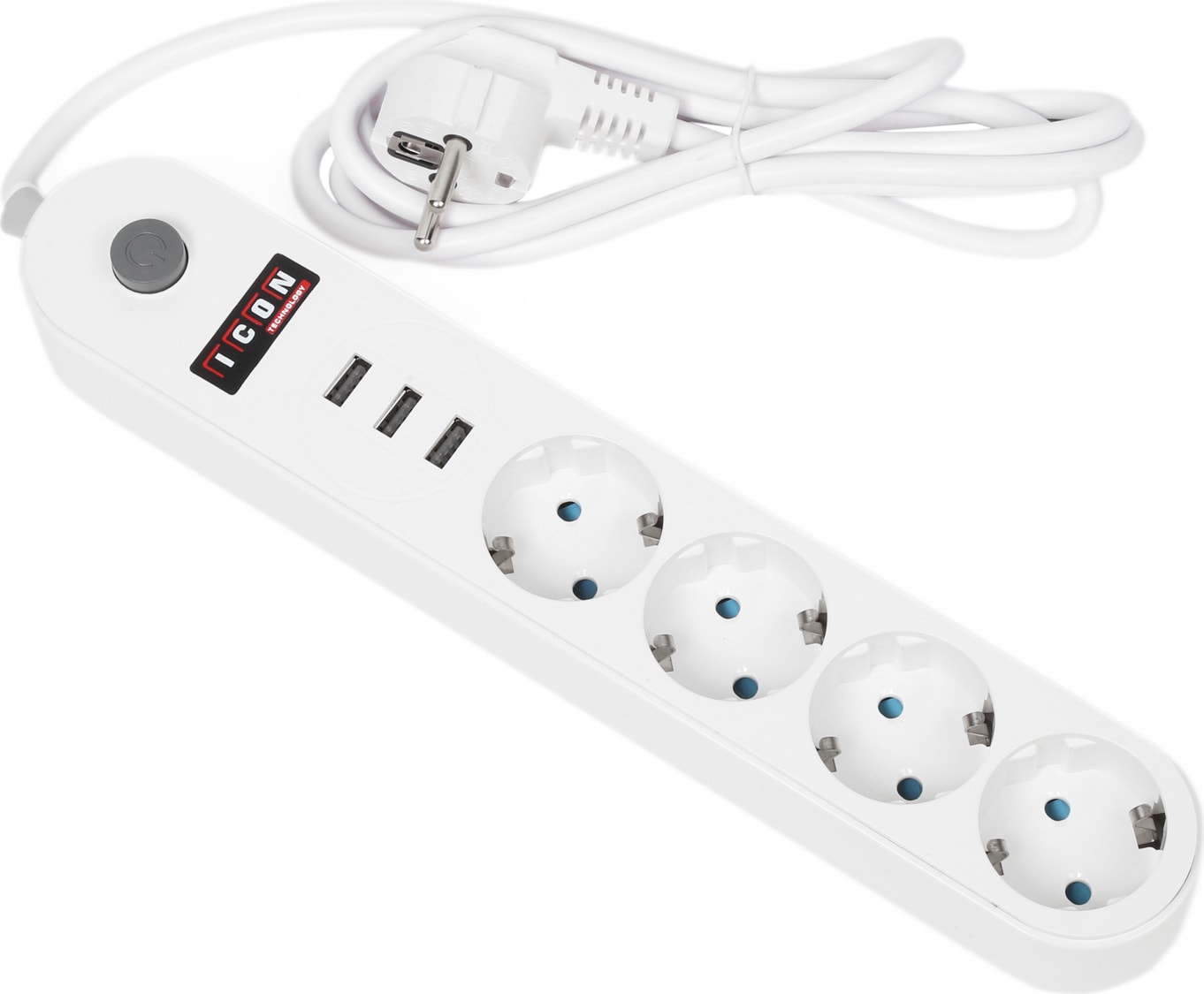 Akım Korumalı 4'lü Priz 3 Port USB Çoklu Grup Priz 2 Metre Kablo 10A