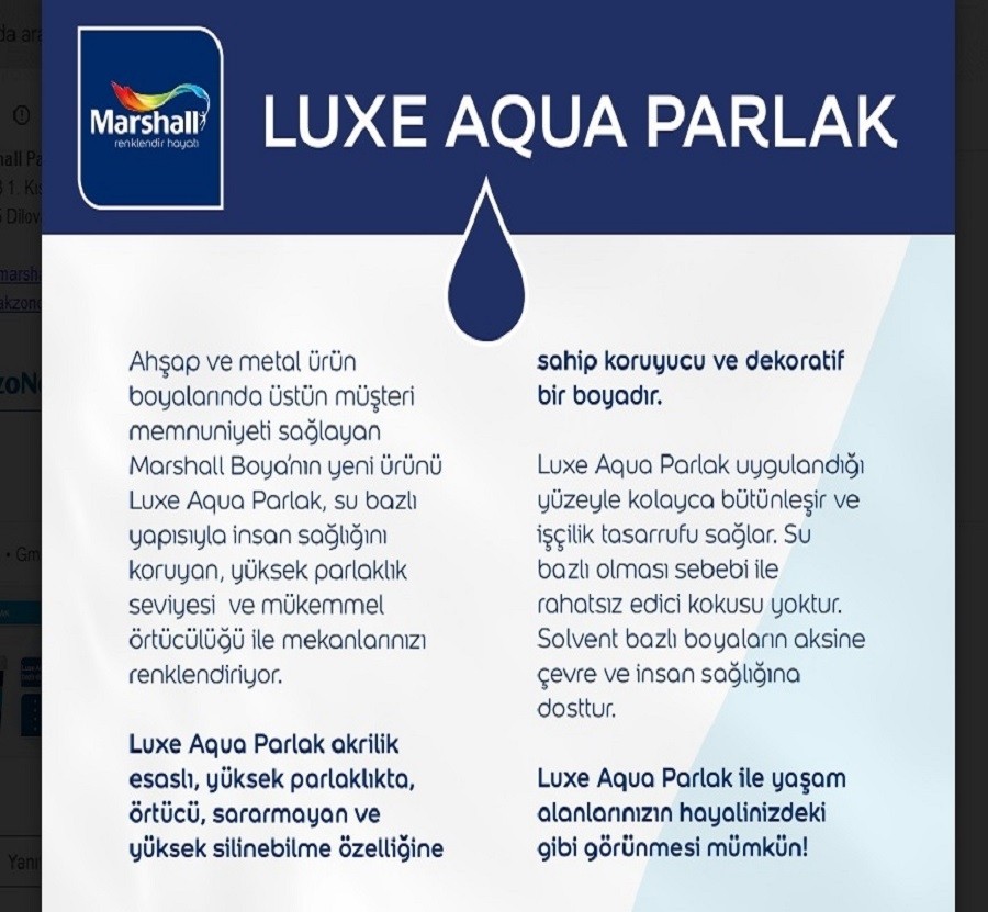 Aqua Luxe Su Bazlı Parlak Akrilik Esaslı Dekoratif Boya