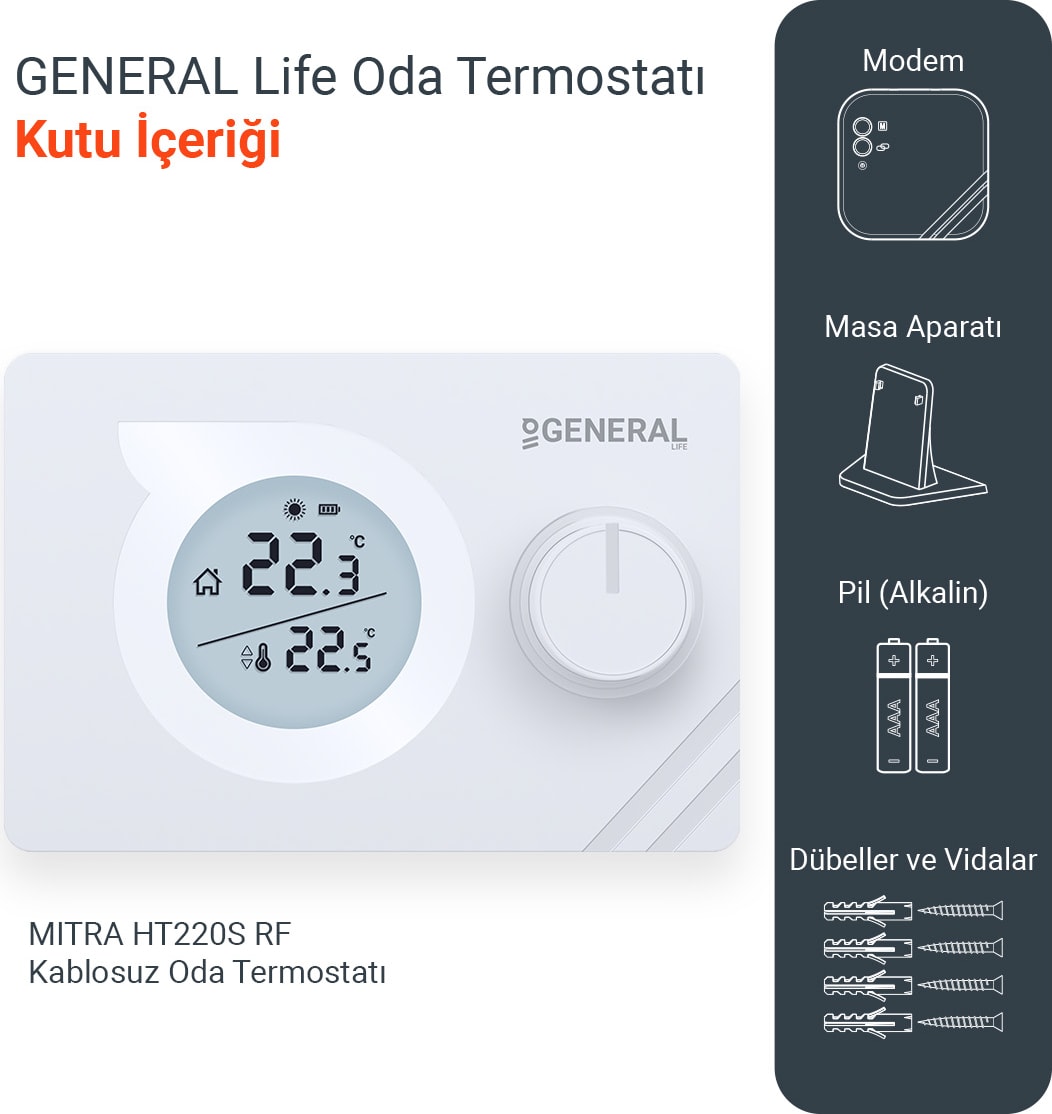 Mitra HT220S Rf Kablosuz Oda Termostatı