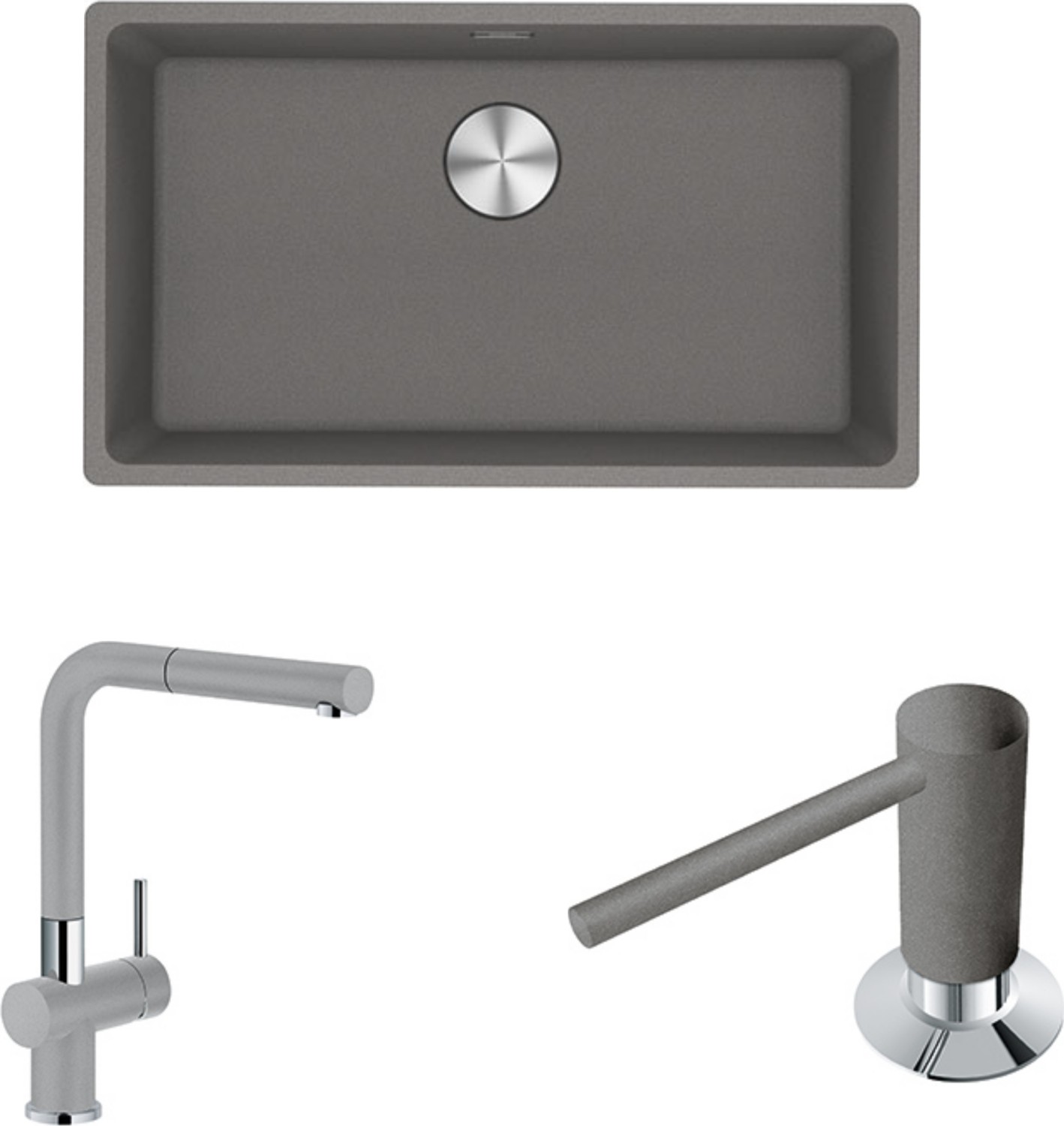 Maris Mrg 210/110-72 Granit Eviye,active Plus Doccia Armatür ve Sıvı Sabunluk 3lü Set