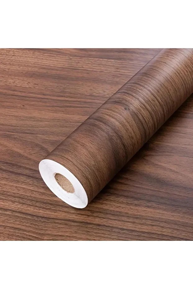 45cm x 10 Metre 1 Adet Rulo Yapışkanlı Koyu Ahşap Görünümlü Mutfak Duvar Kaplama Folyosu Kağıdı