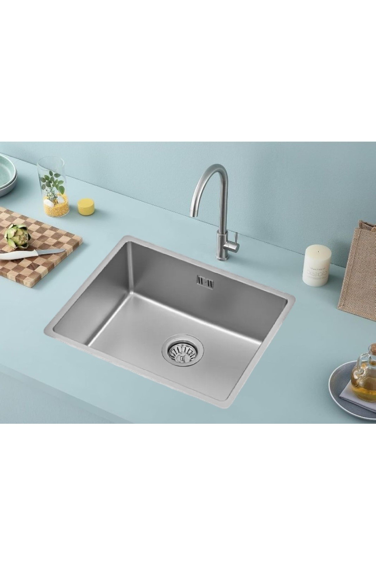 AS 423(40×50 CM) Yalıtımlı 304 Kalite Paslanmaz Çelik Evye, Mutfak Eviyesi
