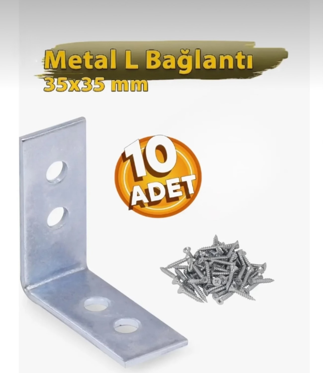 Mobilya Köşe Bağlantı Sabitleme L Demir Deprem Dolap Duvar Birleştirme Gönye 35X35 mm (10 Adet)