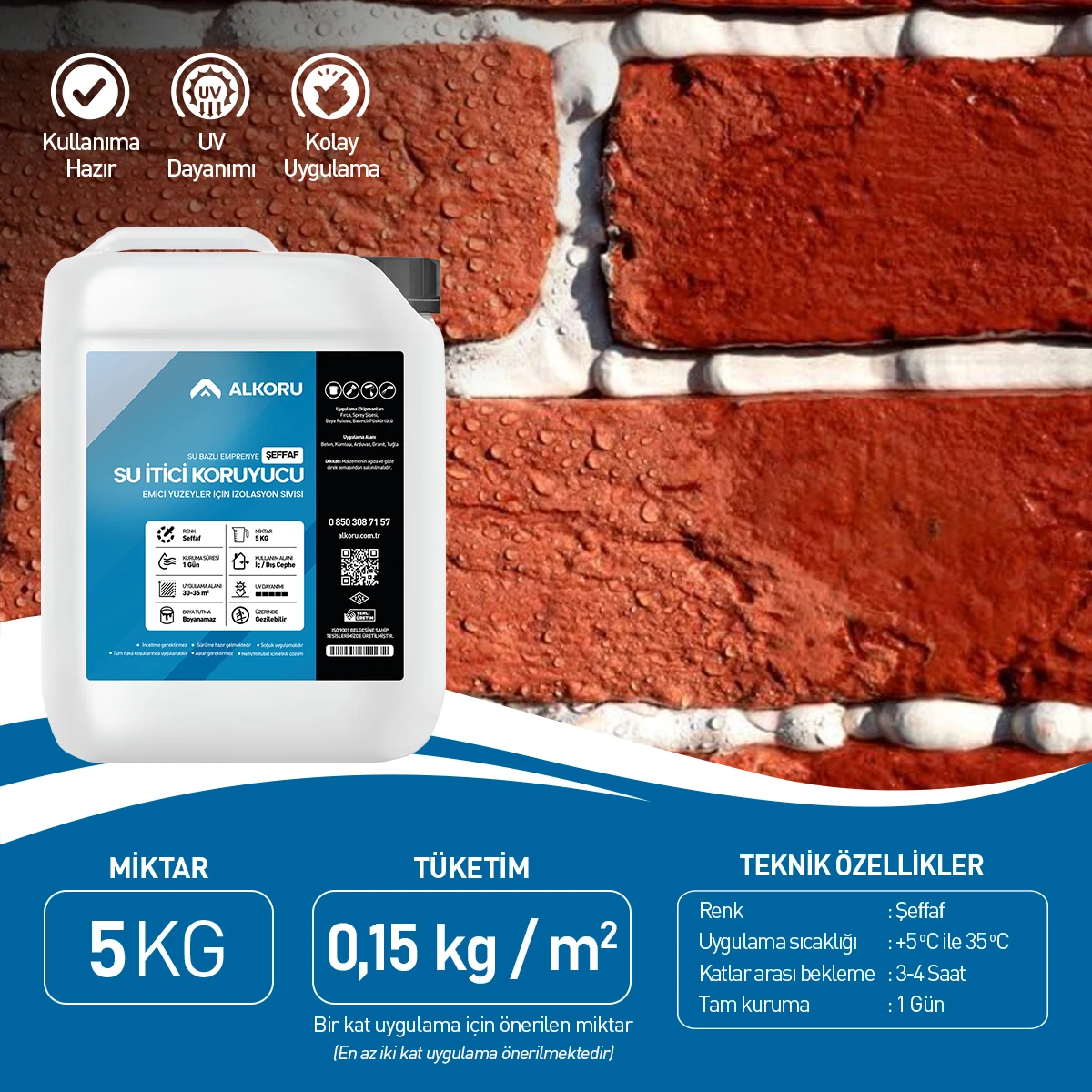 5 kg Şeffaf Emici Yüzeyler Için Su Itici ve Koruyucu malzeme