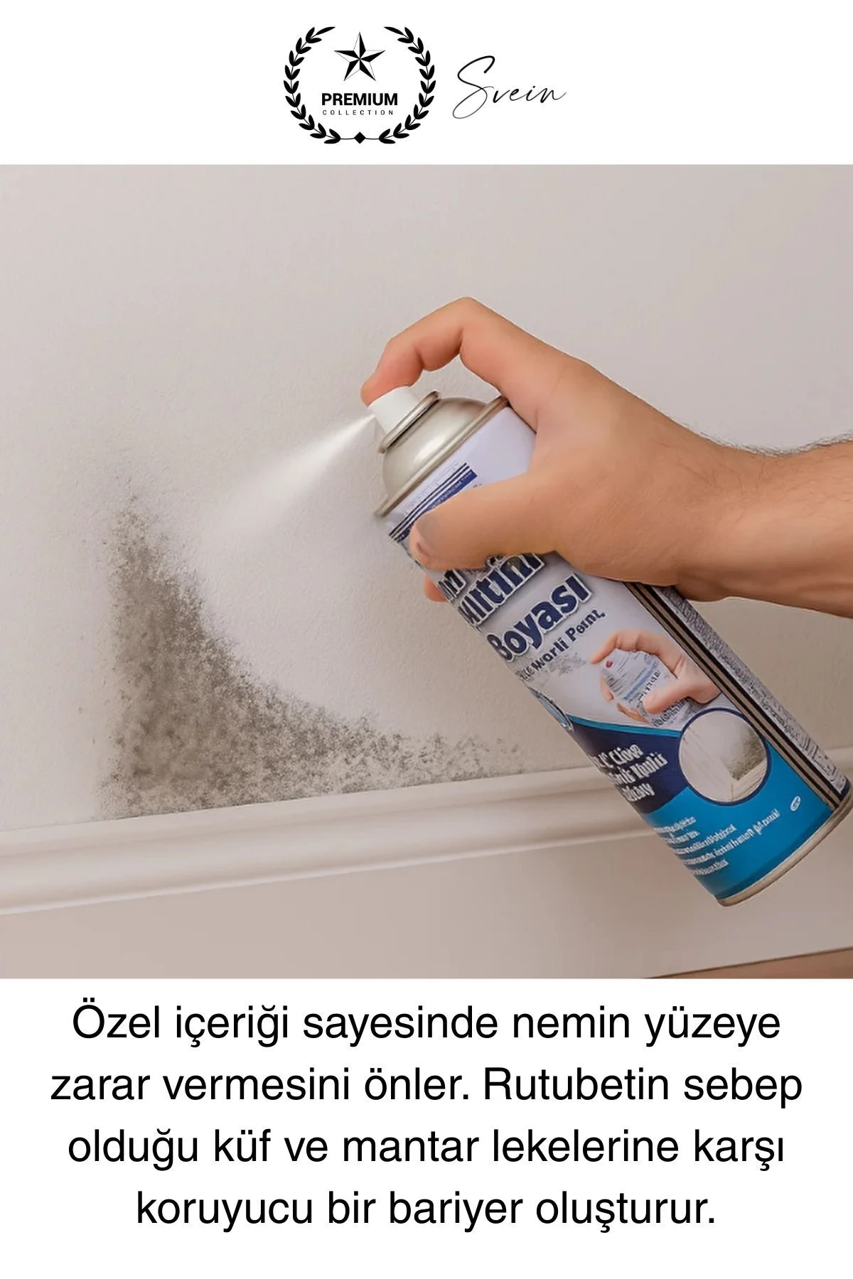 Premium Anti Küf Yalıtım Boyası Sprey Beyaz Rutubet Oluşumunu Engeller Duvar Derleme Önleyici 500 ml