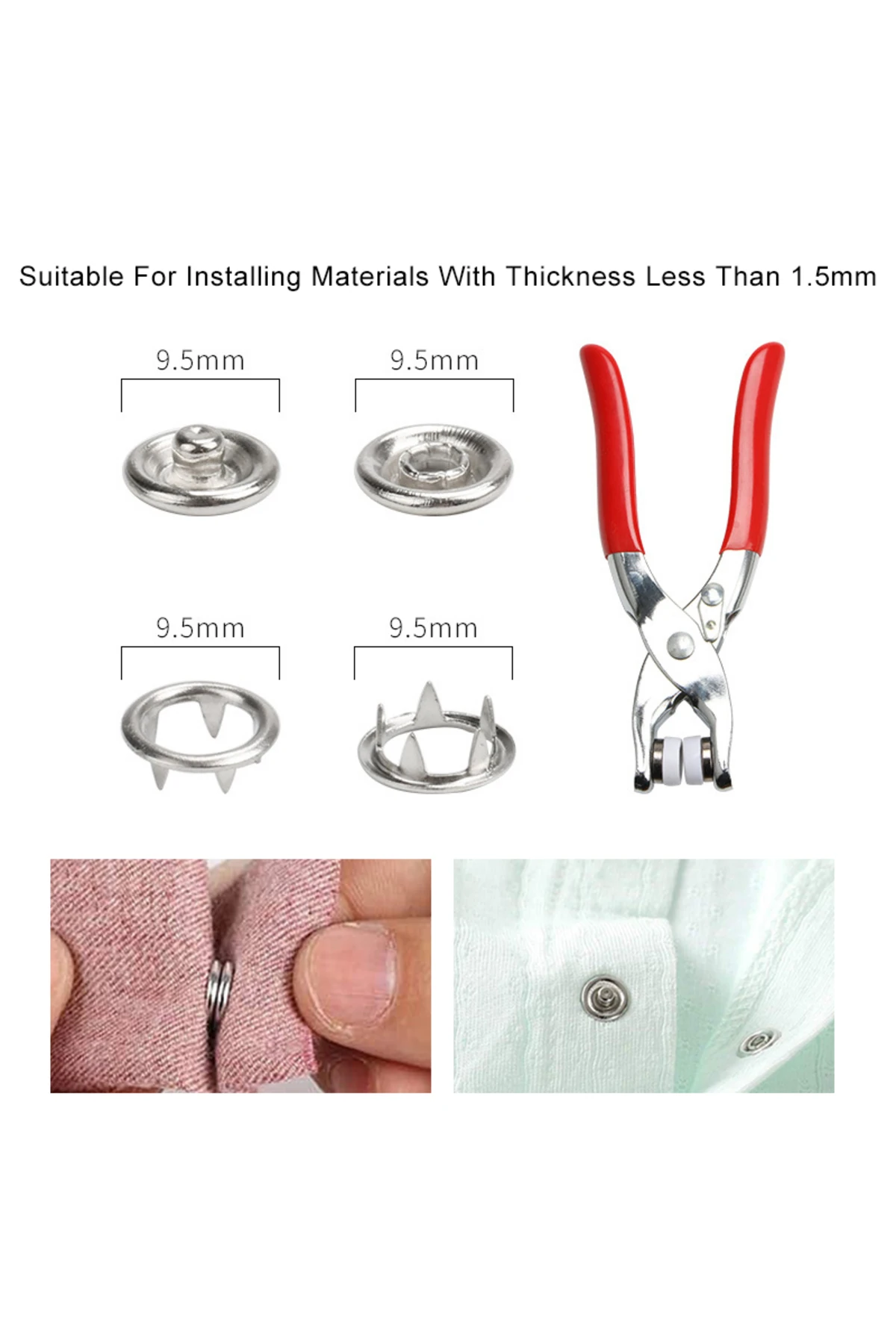 Metal Çıtçıt Düğme Pensesi- 100 Adet Çıtçıt Düğmesi Seti-metal Düğme Yapma Pensesi Ve Düğmesi