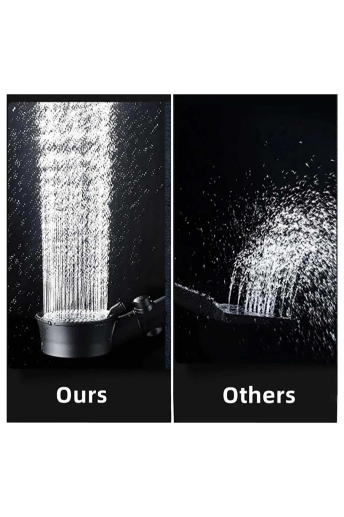 Filtreli Beyaz Çelik 5 Fonksiyonlu Duş Başlığı Seti – 150 cm Pvc Gri Hortum 3 Parça