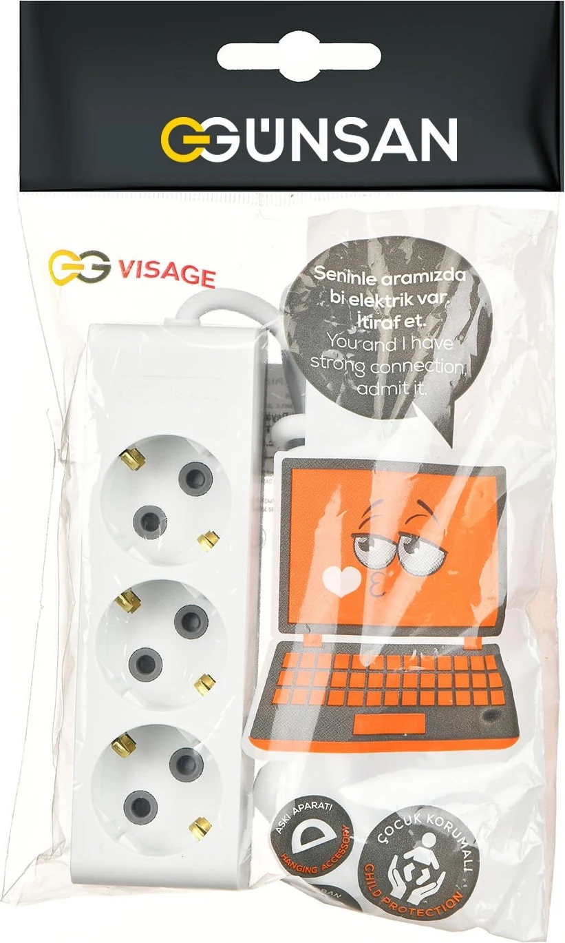 Üçlü Çocuk Korumalı Topraklı Grup Priz 3 Metre