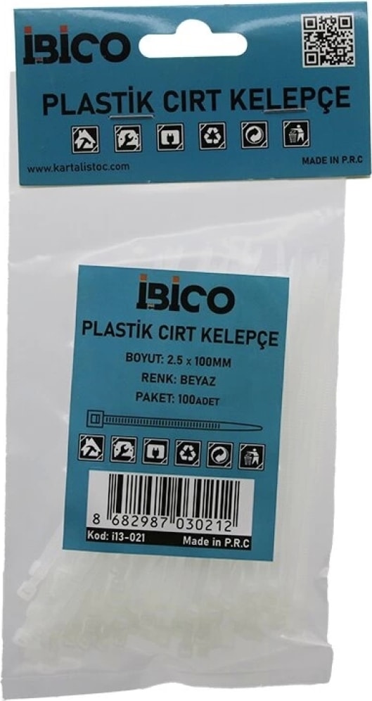 100 PCS Beyaz 2.5X100 mm Plastik Cırt Kelepçe