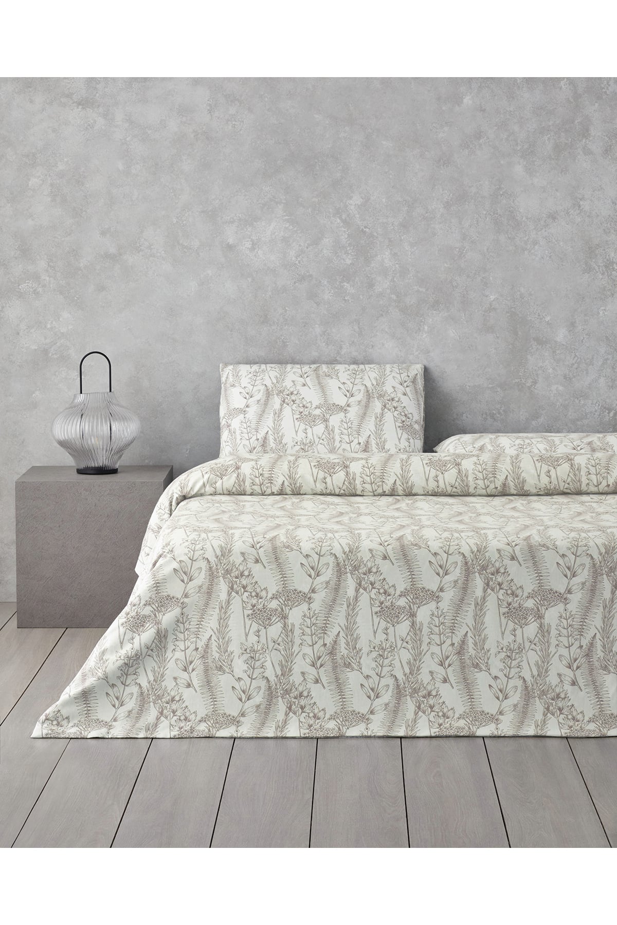 Botanical Spring Kolay Ütülenir Tek Kişilik Nevresim Takımı 160x220 cm Bej