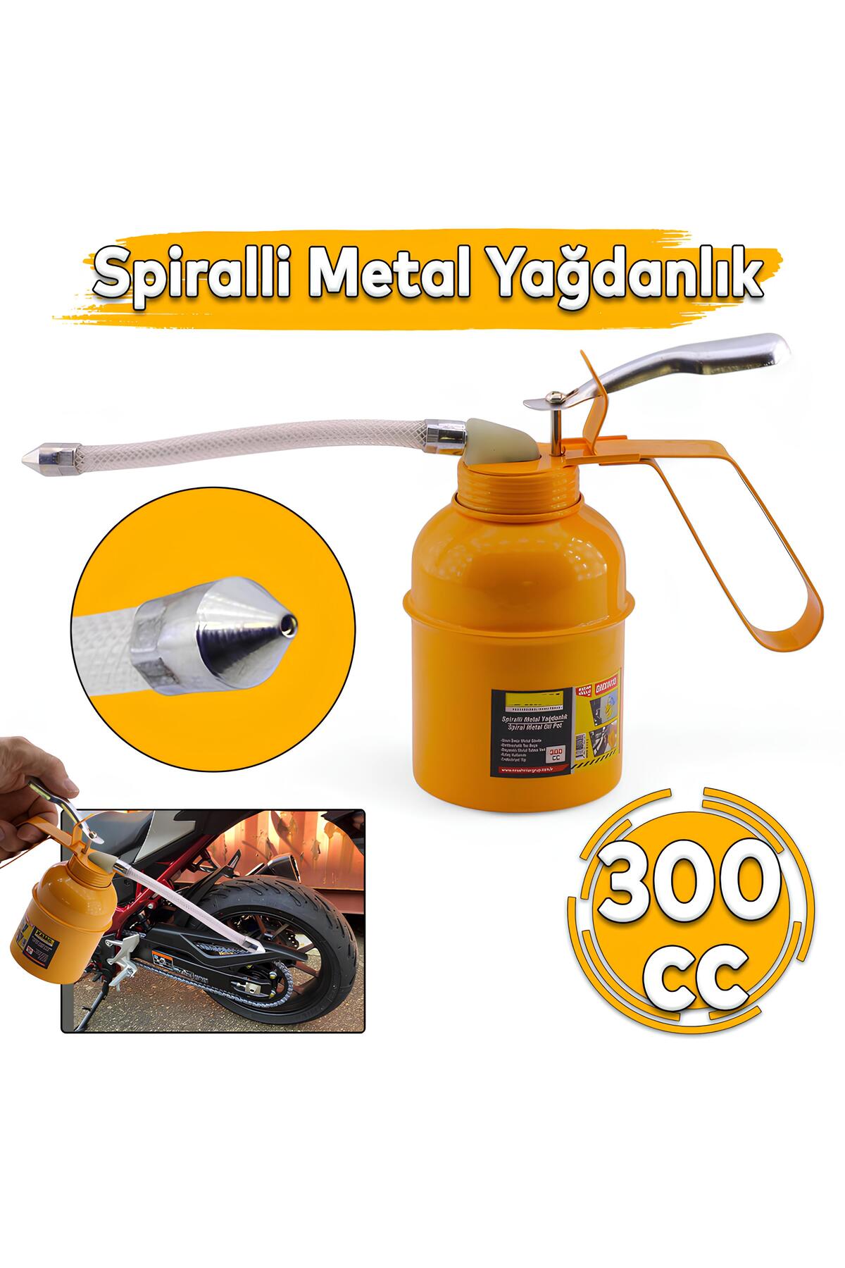 Madeni Yağdanlık 300 ml Spiralli Metal Gövdeli Uçlu Yağ Pompası Araba Makine Atölye Yağdanlığı