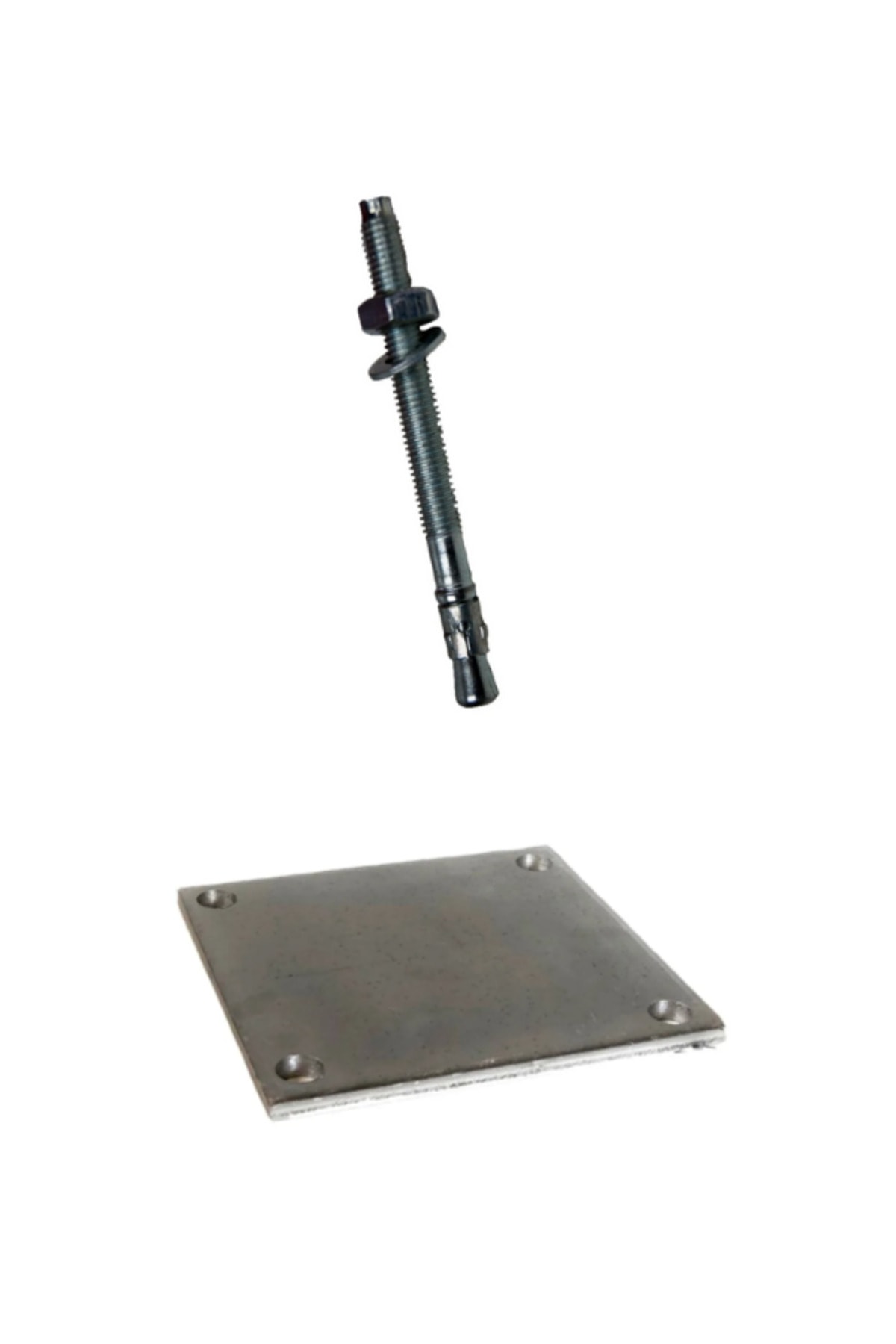 OZKUVVET Klipsli Dubel (M12x110 - 4'lü Paket) ve 15cmx15cmx8mm Çatı Direk Flanşı