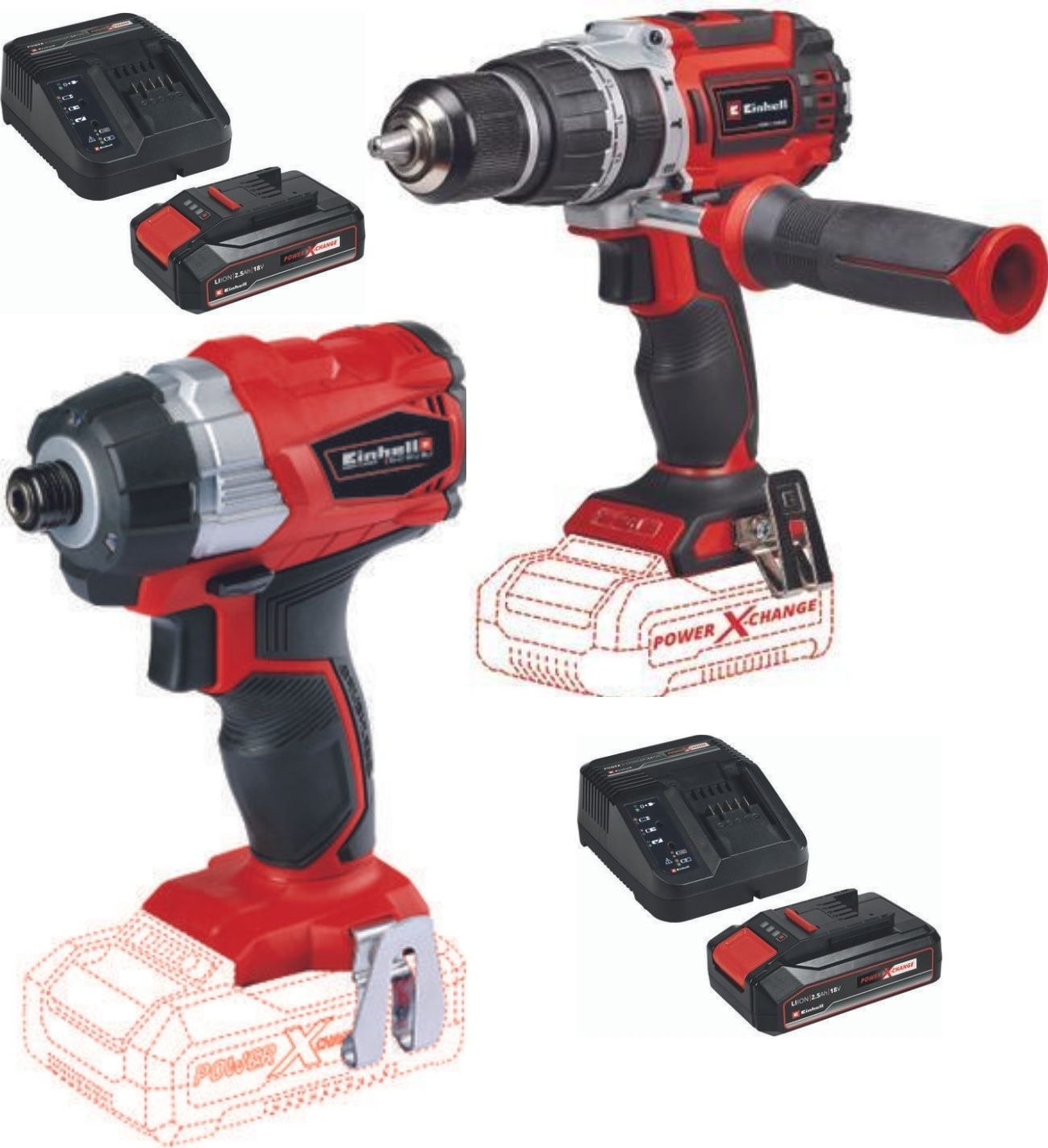 EİNHELL Te-Cı 18 Li Bl Torklu Vidalama Tp-Cd 18/60 Li-I Bl Darbeli Matkap 2X2.5AH Akülü Kömürsüz Set