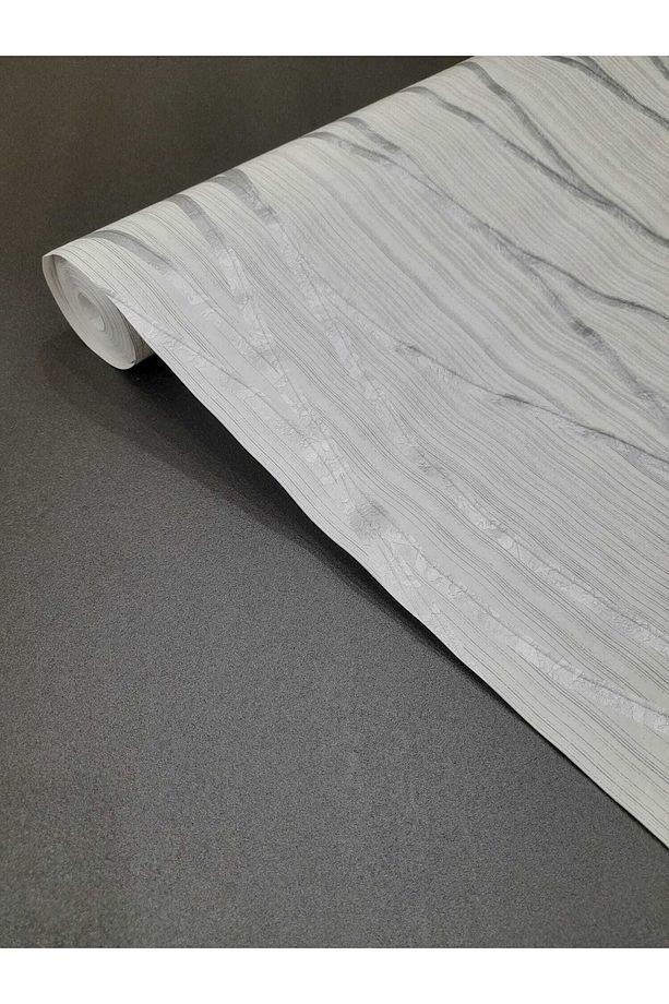 Elips Desenli Gümüş Detaylı Çizgili Duvar Kağıdı(5m2)