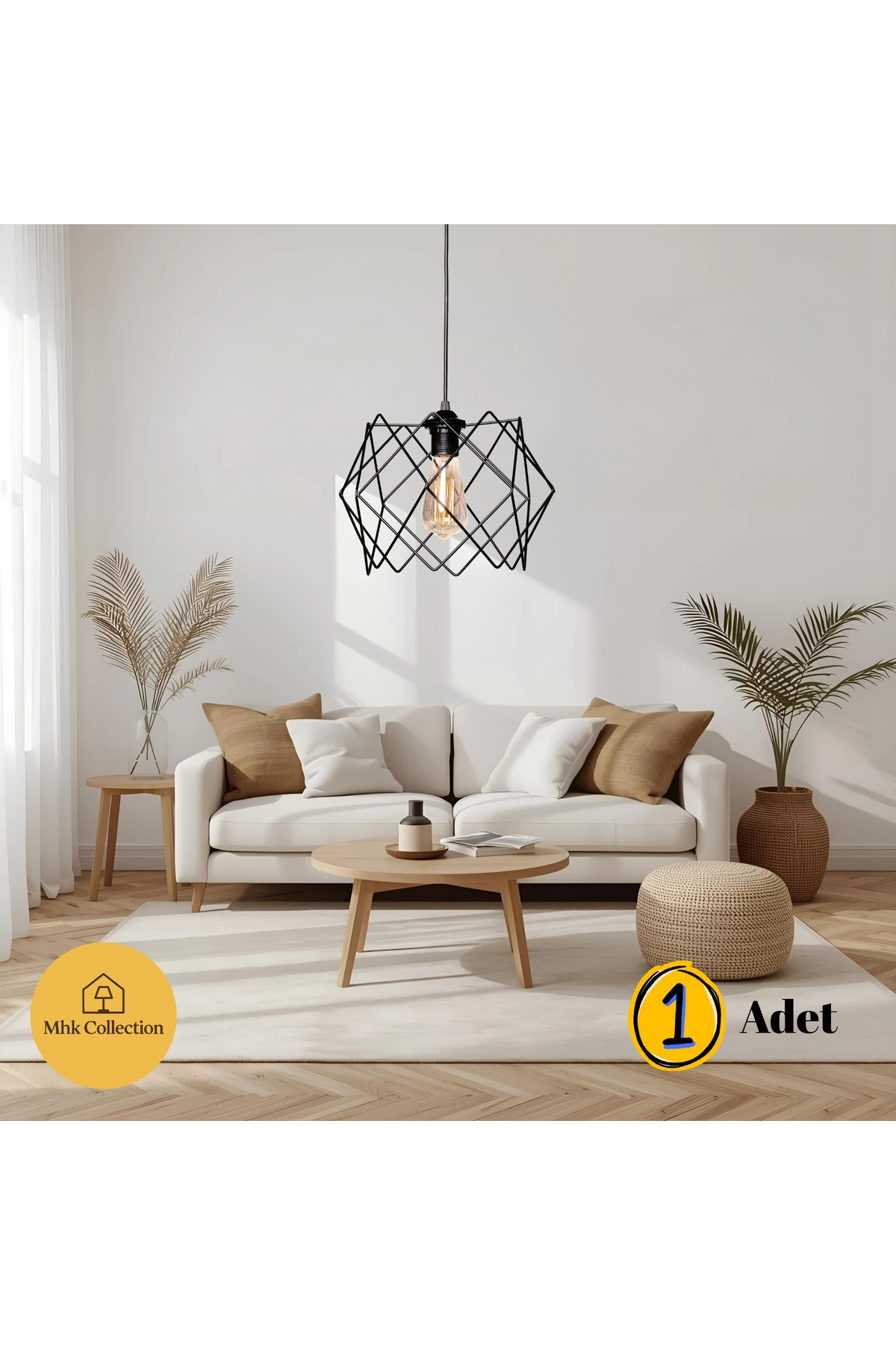 Prizma Siyah Sarkıt Avize, Salon, Mutfak, Antre, Çocuk Odası Mikasız