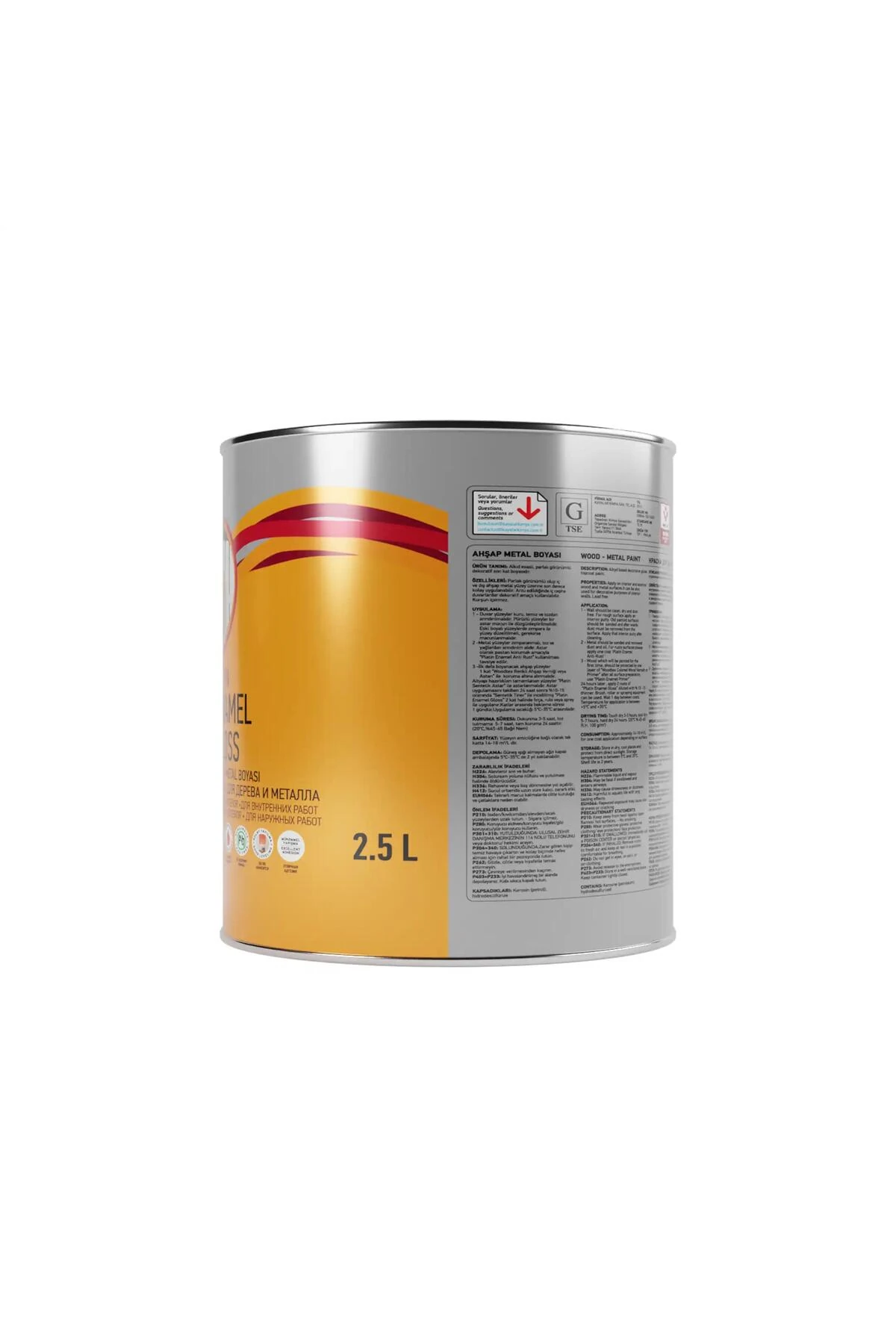 Sentetik Parlak Ahşap Metal Boyası 1000 Beyaz 2.5 L