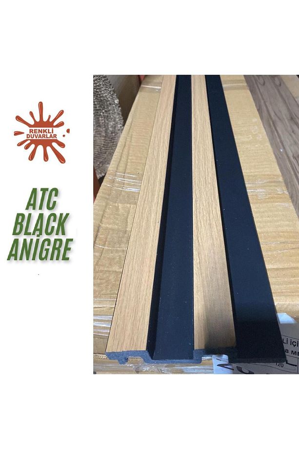 ATC Black Anigre Model 11cm x 290cm 1 Adet  Ev Ofis Konut Dekoratif PVC Lambiri Duvar Kağıdı Paneli