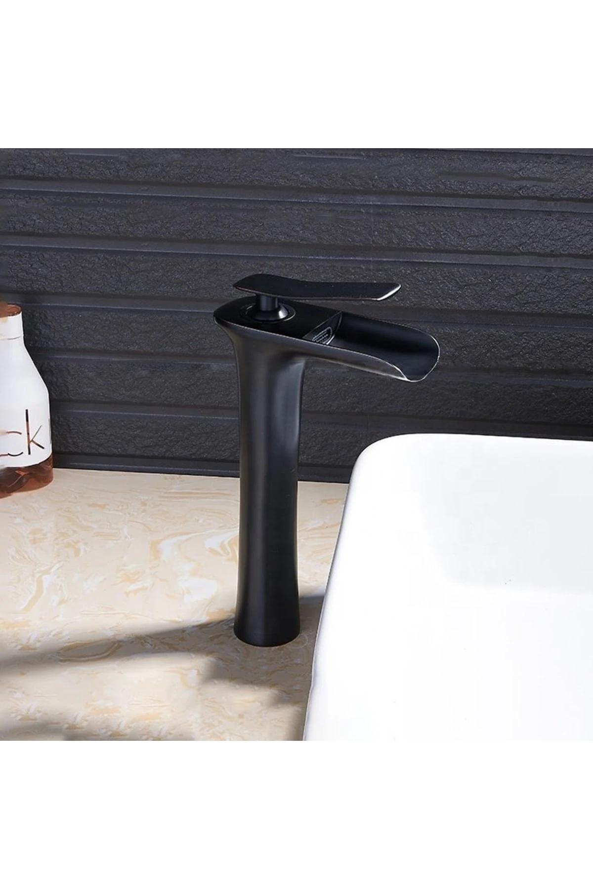 Yüksek Çanak Lavabo Bataryası Şelale Siyah Ksl102-b