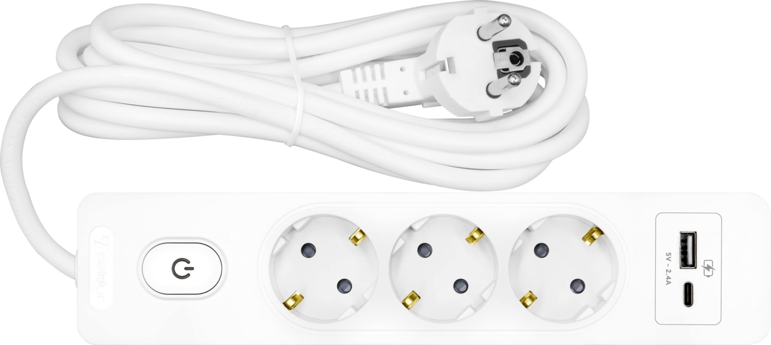 Kablolu Usb / Type-C 3'lü 3 Metre Grup Priz