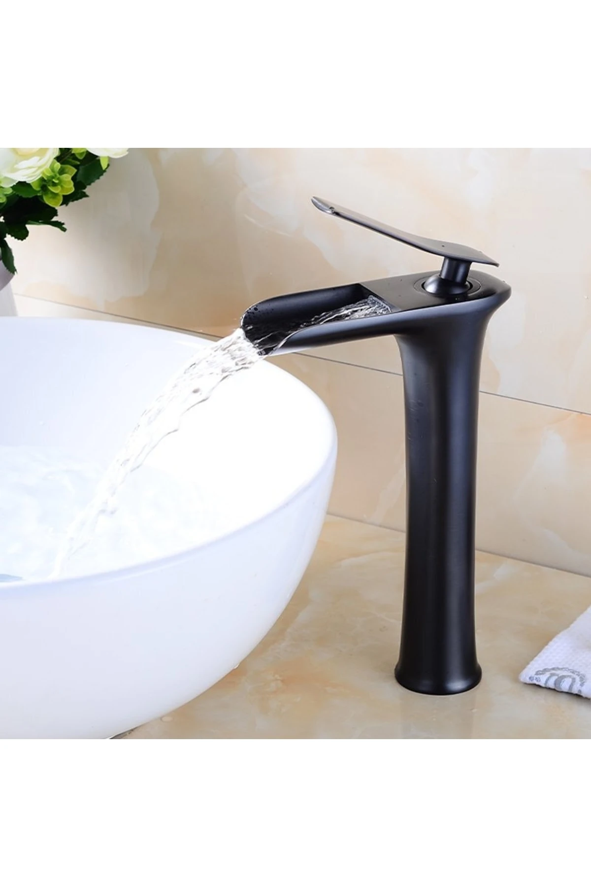 Yüksek Çanak Lavabo Bataryası Şelale Siyah Ksl102-b