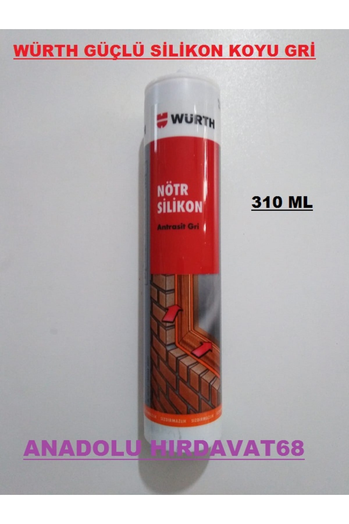 Koyu Gri Renk Silikon Güçlü Silikon Antrasit 310 ml Germany