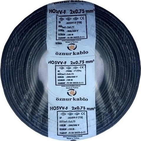 2 x 0,75 mm TTR Kablo 10 m Siyah Tam Bakır