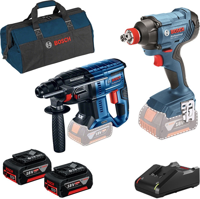 BOSCH Gbh 180 + Gdx 180 + 2x Gba 18V 4.0AH Akü + Şarj Cihazı Set (0 615 990 M30)