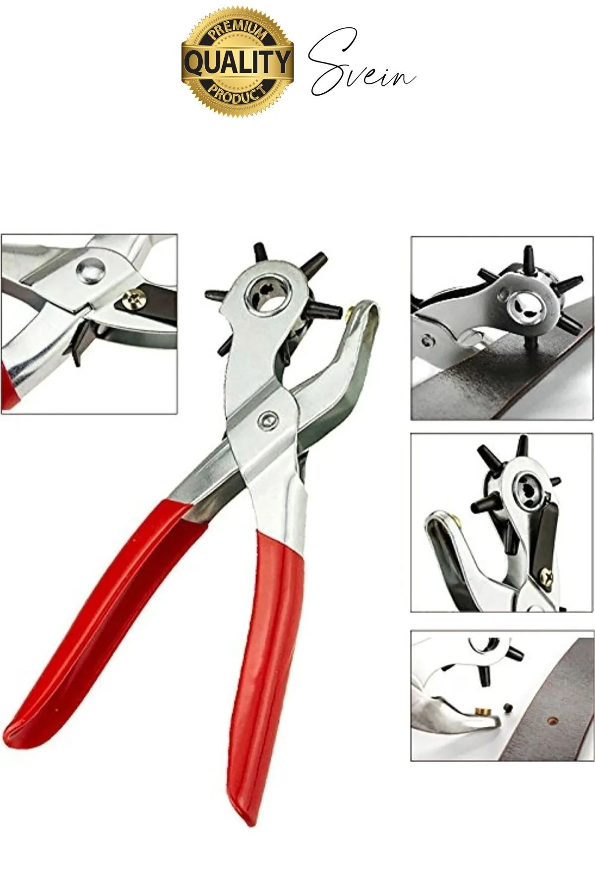 6 Uçlu Kemer ve Deri Delme Delici Aleti Ergonomik Saplı Metal Çelik Delgeç Hızlı Pratik Kolay Zımba