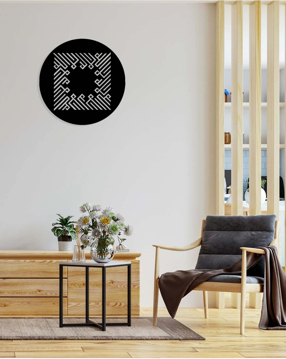 -La Ilahe Illallah Islami Metal Tablo - Islami Ev Dekorasyonu - Dini Duvar Tabloları - 50 X 50 - Cm - Sıyah-Islm-059