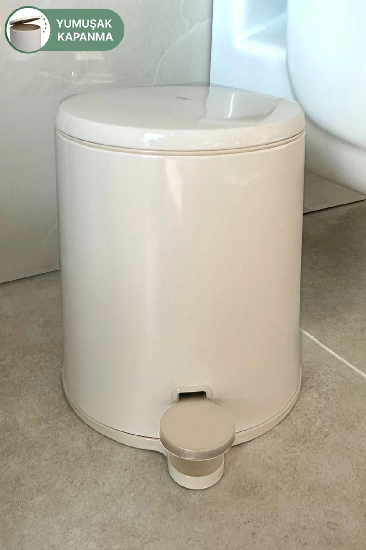 Cigo Pedallı Çöp Kovası 6Lt Bej İç Kısım Bej