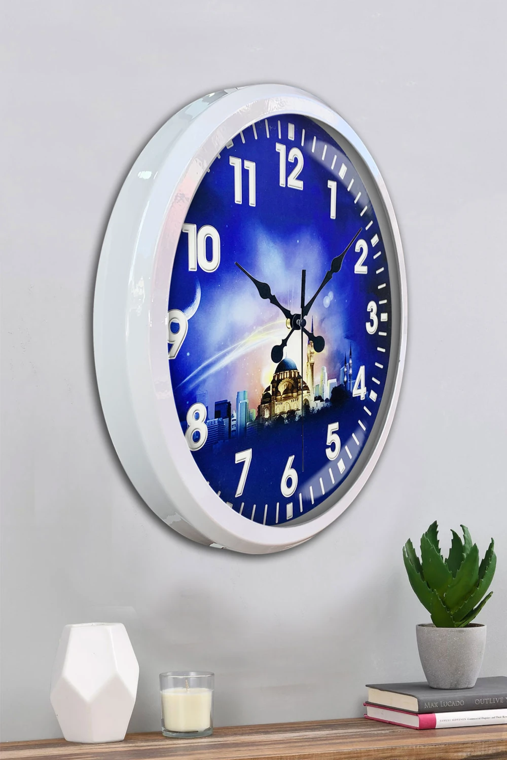 52 cm Beyaz Metal Islam Duvar Saati