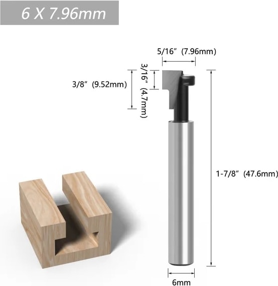 01 1 Adet 6MM/6.35MM/8MM Shank T-Yuvası Anahtar Deliği Kesici Ahşap Yönlendirici Bit Karbür Kesici Ahşap Altıgen Cıvata T-Track Planya Freze Kesicisi (Yurt Dışından)