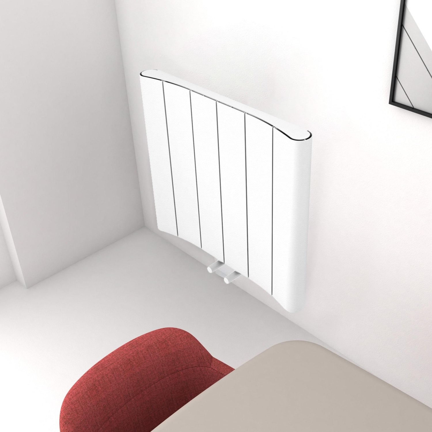 curvy Alüminyum Radyatör - 0600 x 0495 mm - 4 Dilim (Hb Orta) Kumlu Beyaz