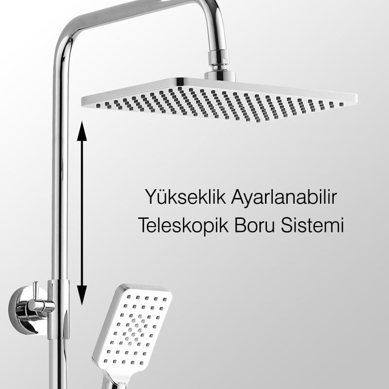 Teleskopik Kolonlu Tepe Duş Seti 3 Fonksiyon El Başlıklı KDS122-2