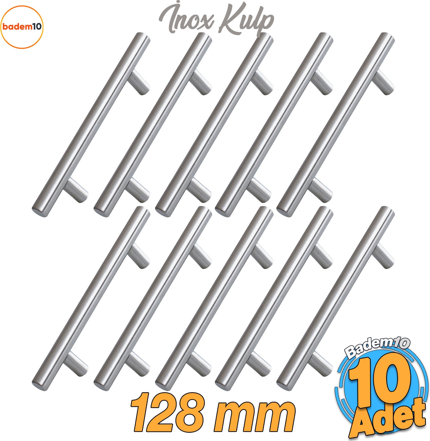 Alteta 128 mm Inox Metal 10 Adet Mobilya Mutfak Çekmece Dolap Dolabı Kapak Kulpu Kulbu Kulpları