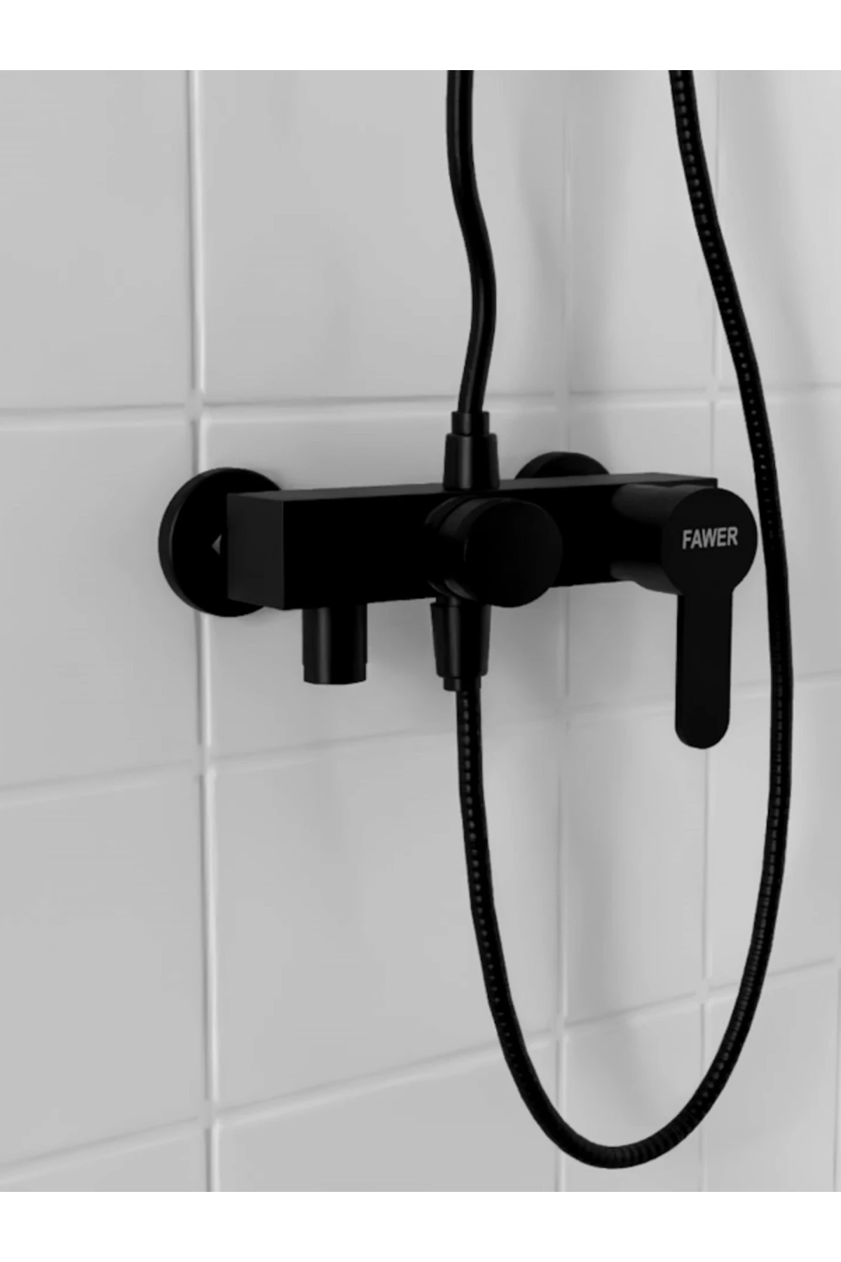 Siyah Banyo Bataryası&lavabo Bataryası& Fawer Siyah Robot Duş Seti-602b3