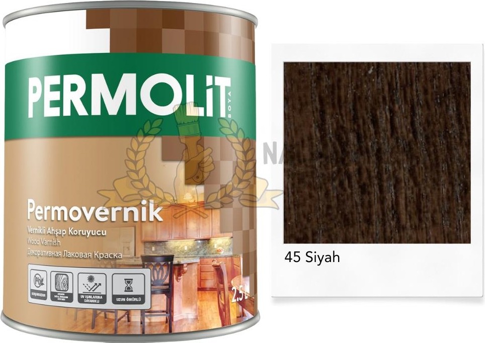 Vernikli Ahşap Koruyucu Boya Siyah 0.75 Lt.