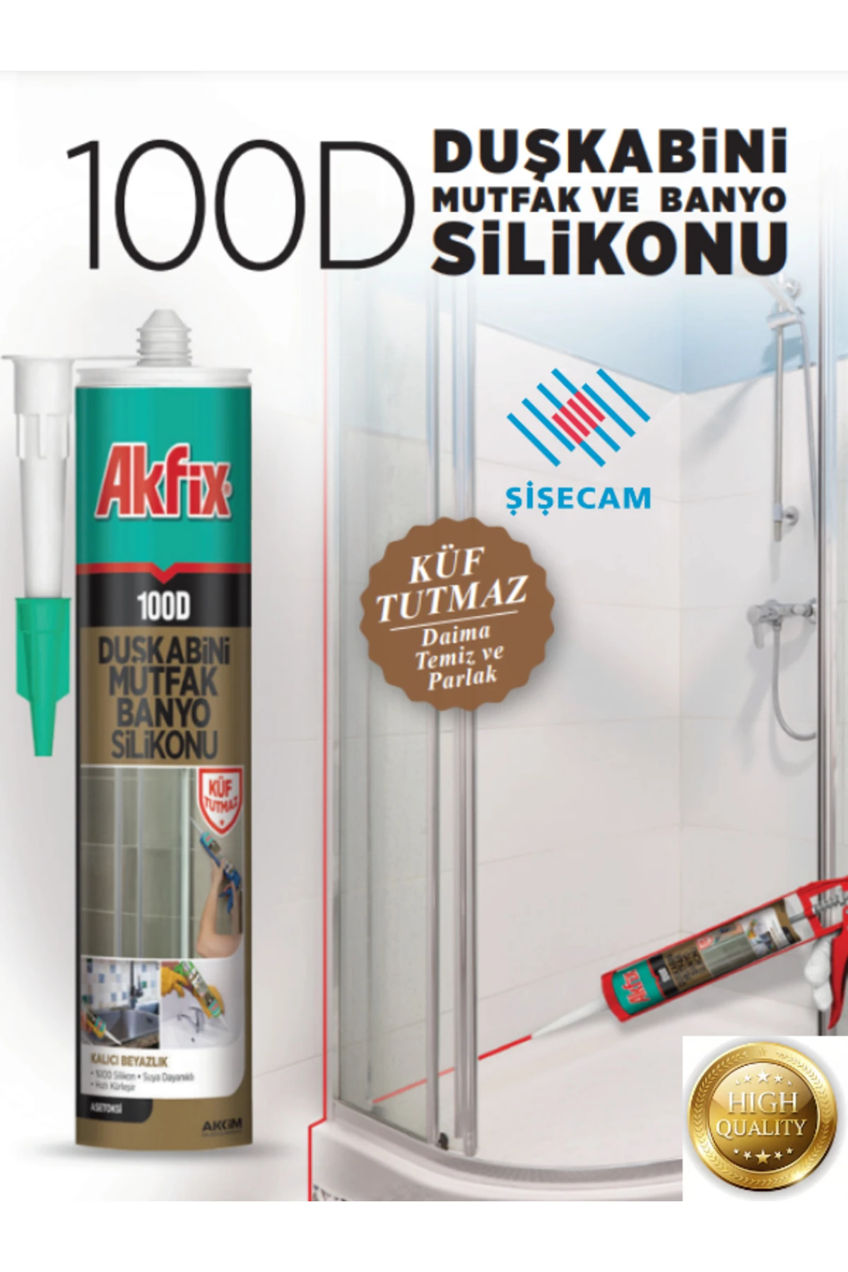 AKFİX 100D DUŞKABİNİ MUTFAK BANYO SİLİKONU (4 ADET) kararmaz silikon