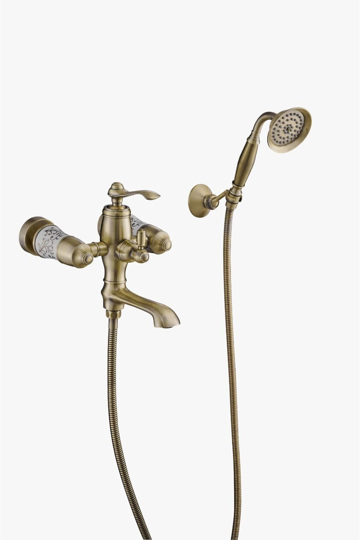 Mat Gold Duş Sistemi Mat Antik Gold Yağmurlama Banyo Duş Seti Pirinç Batarya Dahil Set Vintage