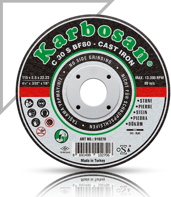 KARBOSAN 115X2.5X22.23 910270 C 30 S BF80 Düz Döküm Kesme Taşı
