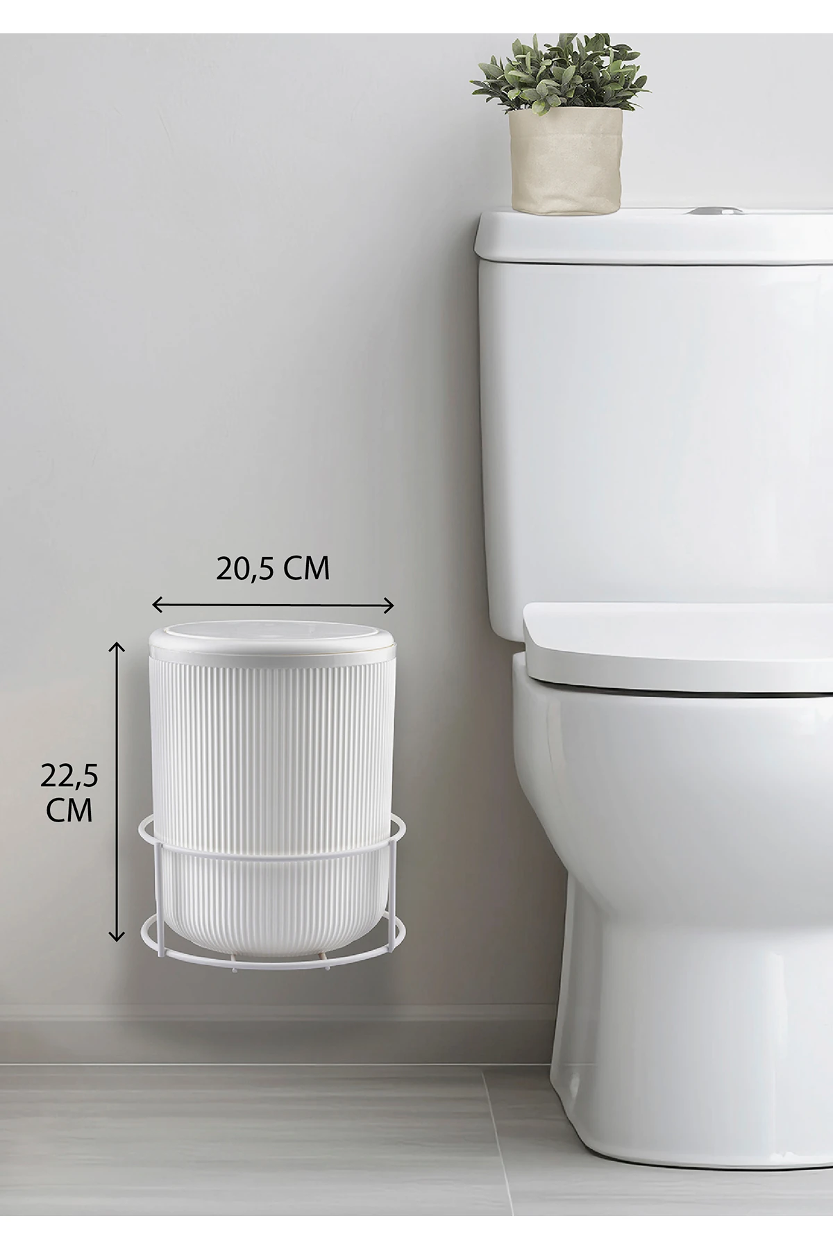 Beyaz Eko Magic Askılı Yuvarlak Mina Çöp Kovası