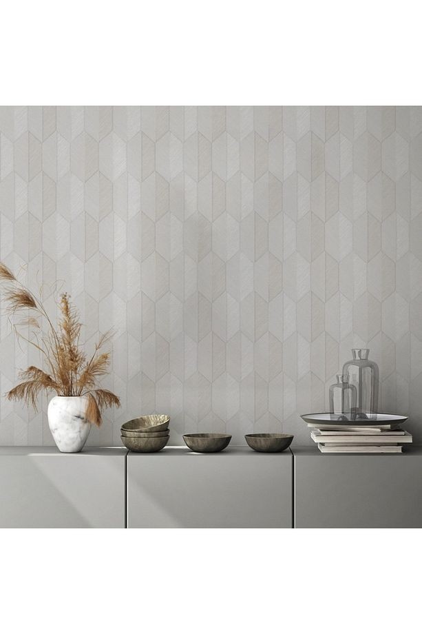 Vera Duvar Kağıdı Geometrik Desenli Non-woven Kağıt Taban Vinil Kaplı