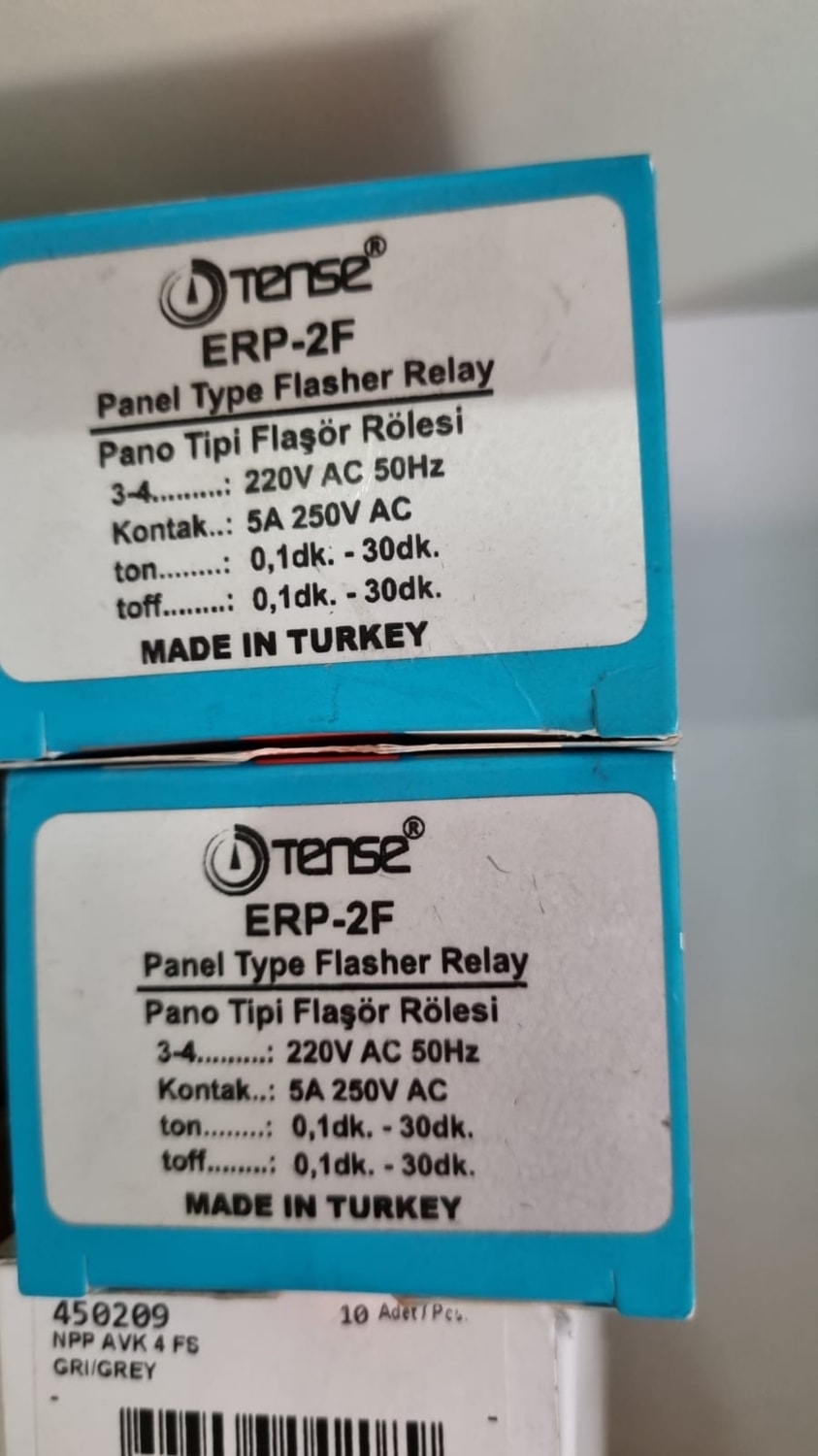 Erp-2f Flaşör Rölesi (Geçmeli Klemens) 0,1 - 30 Dk. 0,1 - 30 Dk.