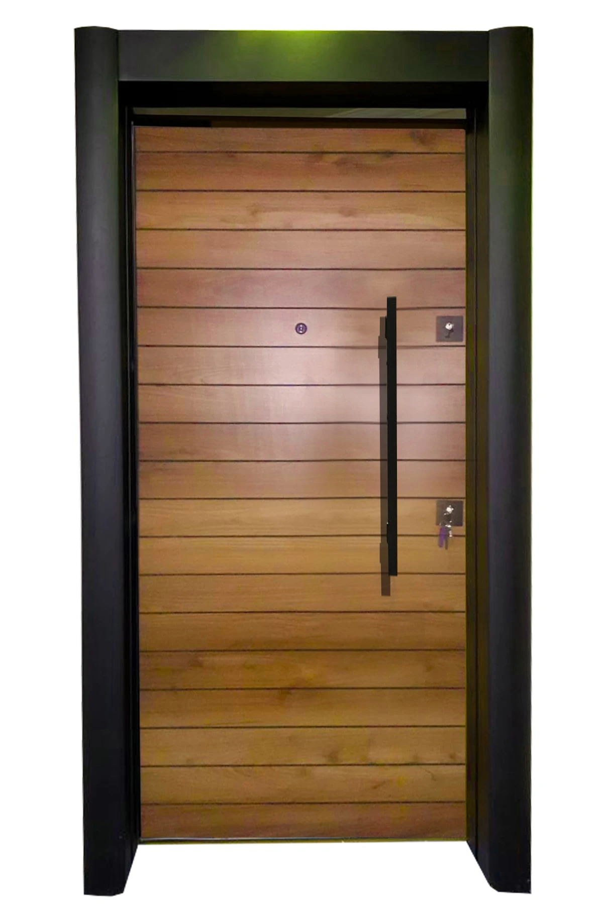 Çelik Kapı, Tırnaklı Çelik Kapı, Düz Model Çelik Kapı, Ahşap Desenli Çelik Kapı Sol Açılım